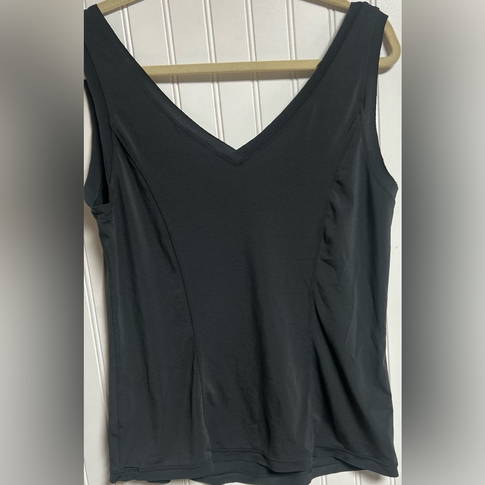 CAbi # 519 Tank Top Slate Charcoal Gray Women’s Sz Large V-Neck Sleeveless - Picture 3 of 4